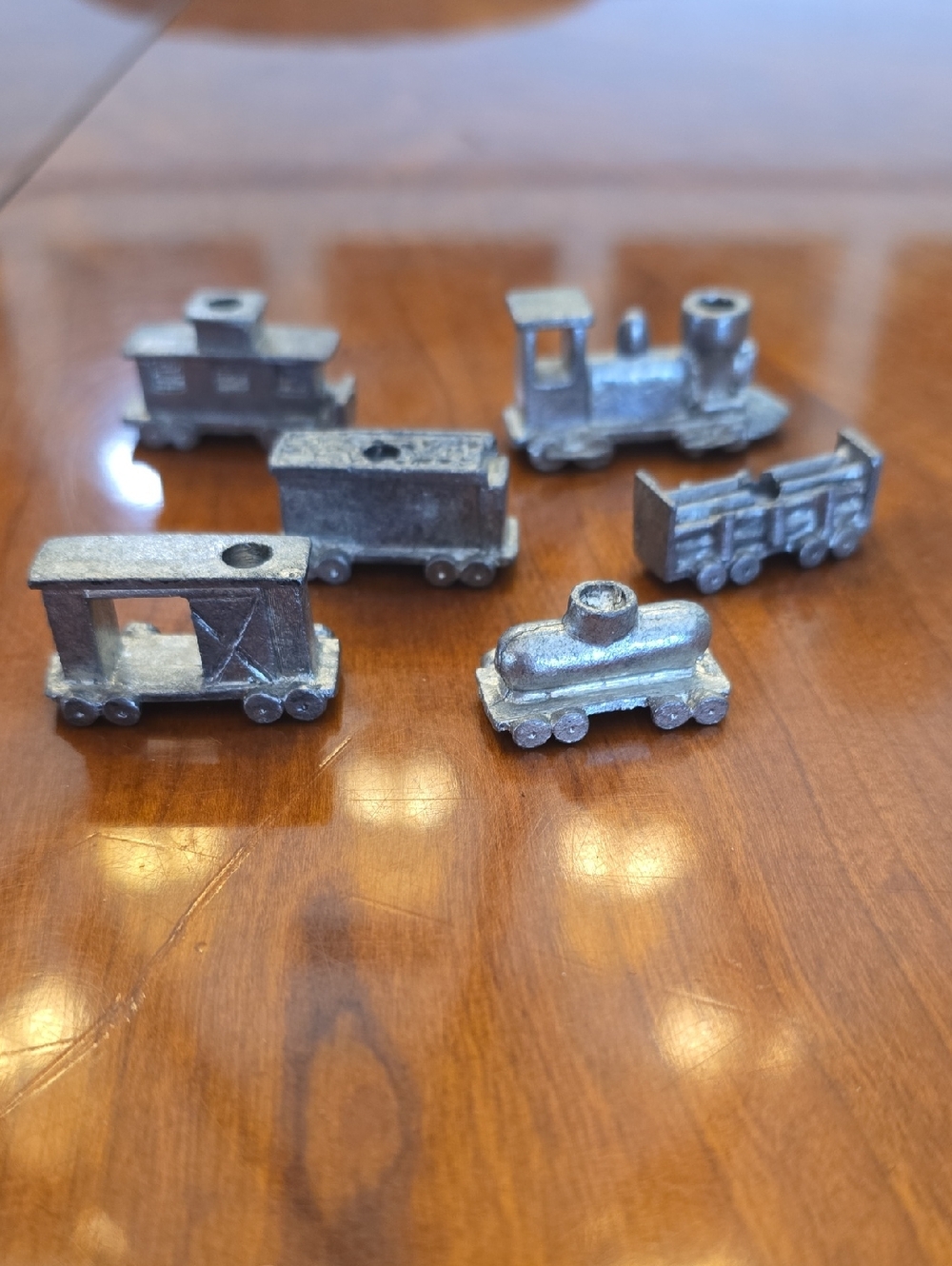 Vintage Metzke  Pewter Train Set Birthday Cake Candle Holders